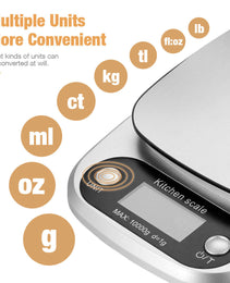 Digital Kitchen Food Diet Scale, Multifunction Weight Balance 22lbs 1g Kitchen Scale Stainless Steel Weighing Scale For Food Diet Postal Balance Measuring