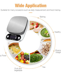Digital Kitchen Food Diet Scale, Multifunction Weight Balance 22lbs 1g Kitchen Scale Stainless Steel Weighing Scale For Food Diet Postal Balance Measuring