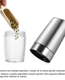 Electric Automatic Salt Pepper Grinder Gravity Spice Mill Battery-Operated Adjustable Coarseness One Hand Operated Kitchen Tool